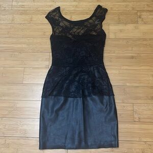 Bailey 44 Curfew Peplum Dress In Black size XS lace and leather dress